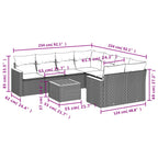 9-tlg. Garten-Sofagarnitur mit Kissen Schwarz Poly Rattan