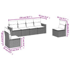 6-tlg. Garten-Sofagarnitur mit Kissen Schwarz Poly Rattan