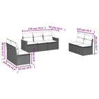 7-tlg. Garten-Sofagarnitur mit Kissen Beige Poly Rattan