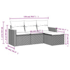 4-tlg. Garten-Sofagarnitur mit Kissen Schwarz Poly Rattan