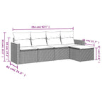 5-tlg. Garten-Sofagarnitur mit Kissen Schwarz Poly Rattan