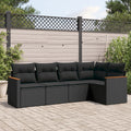 5-tlg. Garten-Sofagarnitur mit Kissen Schwarz Poly Rattan