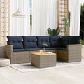 6-teiliges Gartensofa-Set mit Kissen, grau, Polyrattan