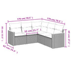 5-tlg. Garten-Sofagarnitur mit Kissen Grau Poly Rattan