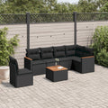7-tlg. Garten-Sofagarnitur mit Kissen Schwarz Poly Rattan