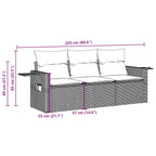 3-tlg. Garten-Sofagarnitur mit Kissen Braun Poly Rattan