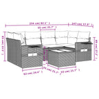 7-tlg. Garten-Sofagarnitur mit Kissen Braun Poly Rattan