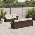 8-tlg. Garten-Sofagarnitur mit Kissen Braun Poly Rattan