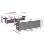 9-tlg. Garten-Sofagarnitur mit Kissen Schwarz Poly Rattan