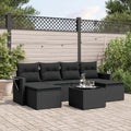 7-tlg. Garten-Sofagarnitur mit Kissen Schwarz Poly Rattan