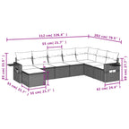 8-tlg. Garten-Sofagarnitur mit Kissen Grau Poly Rattan