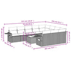 11-tlg. Garten-Sofagarnitur mit Kissen Schwarz Poly Rattan