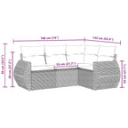 4-tlg. Garten-Sofagarnitur mit Kissen Schwarz Poly Rattan