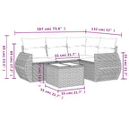 5-tlg. Garten-Sofagarnitur mit Kissen Schwarz Poly Rattan