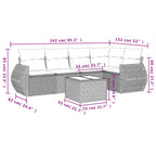 6-tlg. Garten-Sofagarnitur mit Kissen Braun Poly Rattan