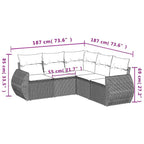 5-tlg. Garten-Sofagarnitur mit Kissen Hellgrau Poly Rattan