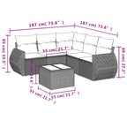 6-tlg. Garten-Sofagarnitur mit Kissen Schwarz Poly Rattan
