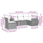 5-tlg. Garten-Sofagarnitur mit Kissen Schwarz Poly Rattan