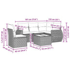 6-tlg. Garten-Sofagarnitur mit Kissen Schwarz Poly Rattan