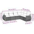 6-tlg. Garten-Sofagarnitur mit Kissen Schwarz Poly Rattan