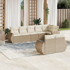 8-tlg. Garten-Sofagarnitur mit Kissen Beige Poly Rattan