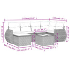 7-tlg. Garten-Sofagarnitur mit Kissen Beige Poly Rattan