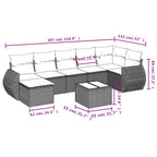 8-tlg. Garten-Sofagarnitur mit Kissen Braun Poly Rattan