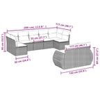 9-tlg. Garten-Sofagarnitur mit Kissen Schwarz Poly Rattan