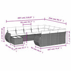 11-tlg. Garten-Sofagarnitur mit Kissen Hellgrau Poly Rattan