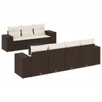 8-tlg. Garten-Sofagarnitur mit Kissen Braun Poly Rattan