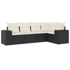 5-tlg. Garten-Sofagarnitur mit Kissen Schwarz Poly Rattan