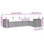 5-tlg. Garten-Sofagarnitur mit Kissen Grau Poly Rattan