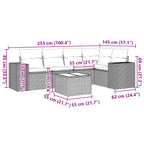 6-tlg. Garten-Sofagarnitur mit Kissen Schwarz Poly Rattan