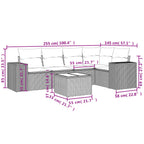 6-tlg. Garten-Sofagarnitur mit Kissen Schwarz Poly Rattan