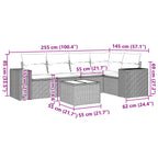 6-tlg. Garten-Sofagarnitur mit Kissen Grau Poly Rattan
