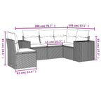 5-tlg. Garten-Sofagarnitur mit Kissen Grau Poly Rattan