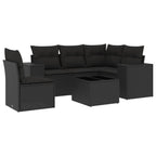 6-tlg. Garten-Sofagarnitur mit Kissen Schwarz Poly Rattan