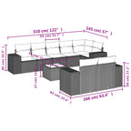 9-tlg. Garten-Sofagarnitur mit Kissen Grau Poly Rattan