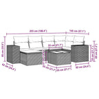 7-tlg. Garten-Sofagarnitur mit Kissen Hellgrau Poly Rattan