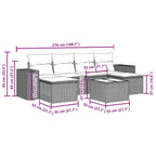 7-tlg. Garten-Sofagarnitur mit Kissen Schwarz Poly Rattan