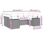 6-tlg. Garten-Sofagarnitur mit Kissen Schwarz Poly Rattan