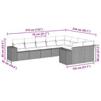 9-tlg. Garten-Sofagarnitur mit Kissen Schwarz Poly Rattan