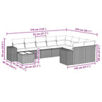 10-tlg. Garten-Sofagarnitur mit Kissen Schwarz Poly Rattan