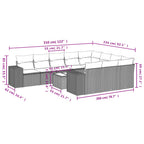 11-tlg. Garten-Sofagarnitur mit Kissen Braun Poly Rattan