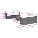 7-tlg. Garten-Sofagarnitur mit Kissen Grau Poly Rattan