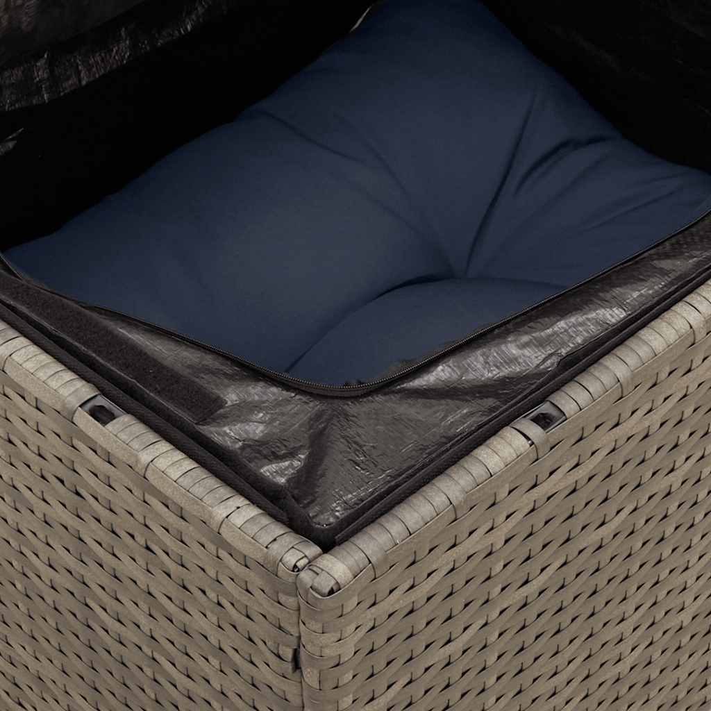 7-tlg. Garten-Sofagarnitur mit Kissen Grau Poly Rattan