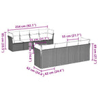 9-tlg. Garten-Sofagarnitur mit Kissen Grau Poly Rattan