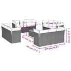 13-tlg. Garten-Sofagarnitur mit Kissen Grau Poly Rattan