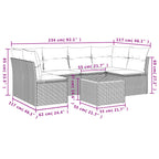 7-tlg. Garten-Sofagarnitur mit Kissen Grau Poly Rattan