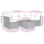 7-tlg. Garten-Sofagarnitur mit Kissen Grau Poly Rattan